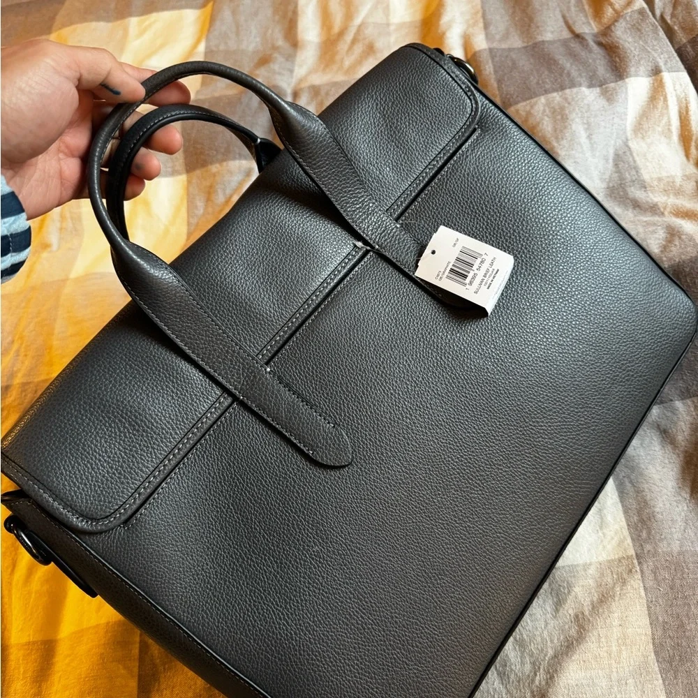 Coach Sullivan Brief Leather Briefcase (Graphite / Charcoal)